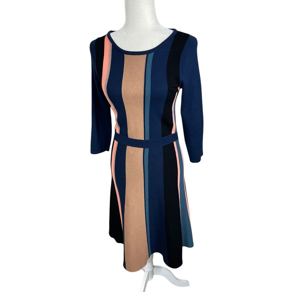 Boden Beatrice Color Block Striped Knit Sweater Dress Size 6R Chic Coquette - Picture 3 of 10